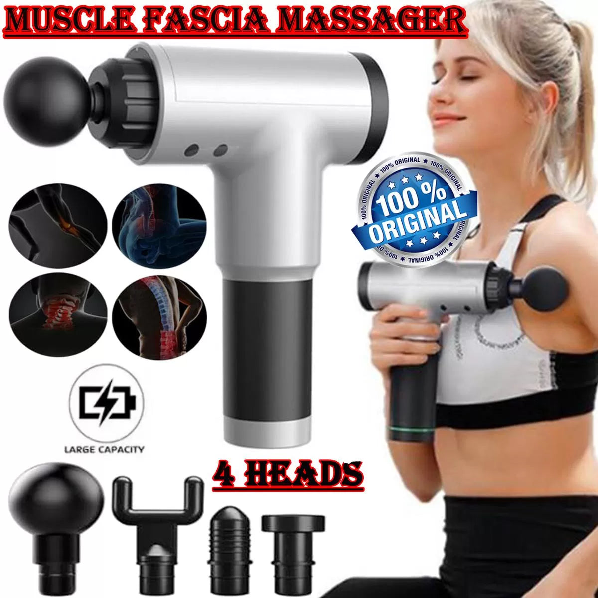 Fascial Rechargeable Deep Tissue Muscle Massager for Fitness and Recovery | Pro Muscle Relief Rechargeable Fascial Deep Tissue Massager