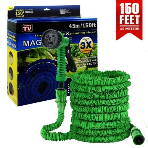 Magic Hose Pipe | Water Spray | Pressure Water Spray Jet Gun | Expandable, Flexible Garden Water Hose For Car Wash, Bike Wash, Home And Garden 50Ft ,100Ft ,150Ft And 200Ftt (random Color)