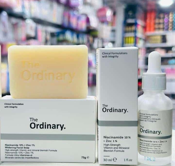 Exclusive Ordinary Deal 2 : The Ordinary Niacinamide 10% + Zinc 1% Serum 30 mL + Ordinary Multi-peptide Serum For Hair Density 30mL + The Ordinary Niacinamide 10% + Zinc 1% Whitening Facial Soap