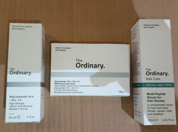 Exclusive Ordinary Deal 2 : The Ordinary Niacinamide 10% + Zinc 1% Serum 30 mL + Ordinary Multi-peptide Serum For Hair Density 30mL + The Ordinary Niacinamide 10% + Zinc 1% Whitening Facial Soap